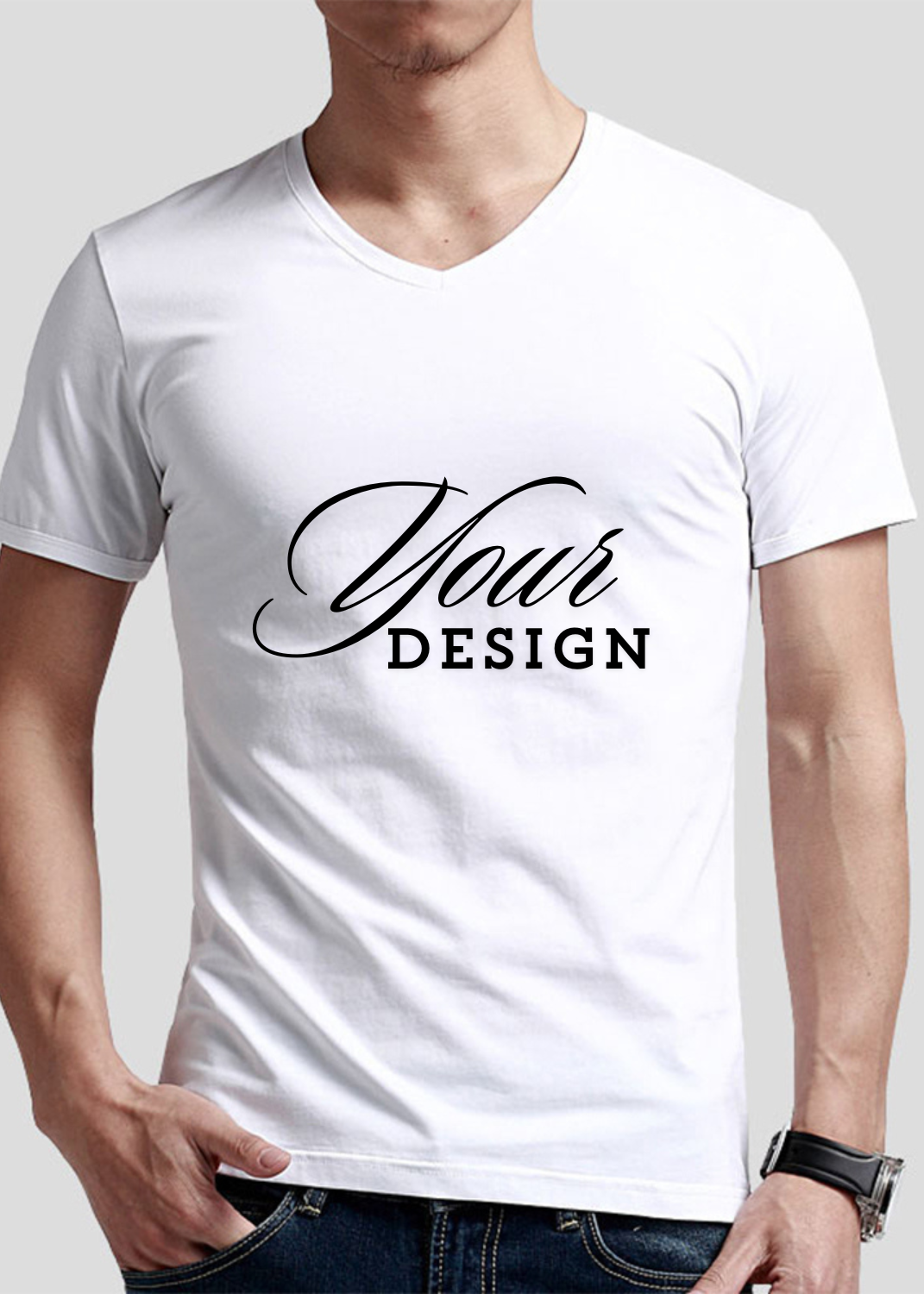 Custom Polyester V-Neck T-Shirt Printing